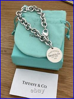 Authentic Tiffany & Co Large Circle Charm Silver bracelet With Box And Pouch