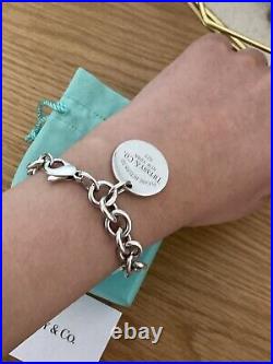 Authentic Tiffany & Co Large Circle Charm Silver bracelet With Box And Pouch