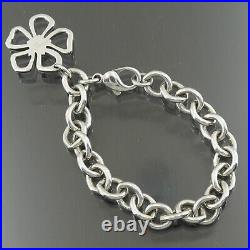 Authentic Tiffany & Co. Open Flower Charm Bracelet 925 Sterling Silver #f01674