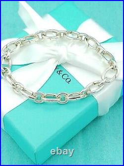 Authentic Tiffany & Co Silver Ovals Link Clasp Charm Bracelet Great Condition 8