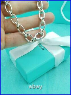 Authentic Tiffany & Co Silver Ovals Link Clasp Charm Bracelet Great Condition 8