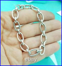 Authentic Tiffany & Co Silver Ovals Link Clasp Charm Bracelet Very Good Conditio