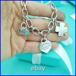 Authentic Tiffany & Co Silver Ovals Link Clasp Charm Bracelet Very Good Conditio