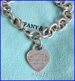 Authentic Tiffany & Co Silver Return To T Heart Tag Link Charm Bracelet 19cm