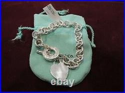 Authentic Tiffany & Co Sterling Silver 925 Heart Tag Charm Toggle Bracelet