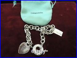 Authentic Tiffany & Co Sterling Silver 925 Heart Tag Charm Toggle Bracelet