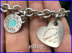 Authentic Tiffany & Co Sterling Silver Charm Bracelet Silver Charms Pendant. 925