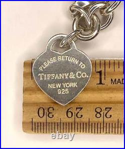 Authentic Tiffany & Co. Sterling Silver Heart Charm Bracelet, 7