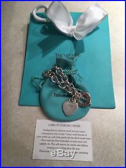 Authentic Tiffany & Co Sterling Silver Heart Charm Toggle Bracelet 7.5