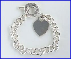 Authentic Tiffany & Co. Sterling Silver Heart Tag Charm Bracelet and Toggle