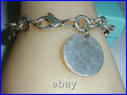 Authentic Tiffany & Co Sterling Silver Round Disc Tag Charm Bracelet