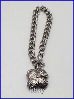 Authentic Tiffany & Co Vintage Sterling Dogwood Flower Textured Charm Bracelet