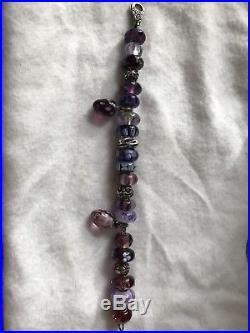 Authentic Trollbeads bracelet purple & silver charms retired and rare