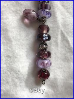 Authentic Trollbeads bracelet purple & silver charms retired and rare