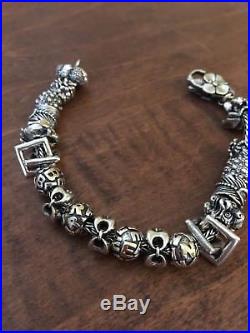 Authentic trollbeads sterling silver bracelet and charms
