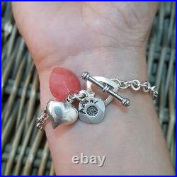 Azuni Vintage 925 Sterling Silver Bracelet, Strawberry Quartz Charm, 2004