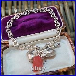 Azuni Vintage 925 Sterling Silver Bracelet, Strawberry Quartz Charm, 2004