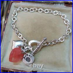 Azuni Vintage 925 Sterling Silver Bracelet, Strawberry Quartz Charm, 2004