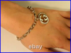 BEAUTIFUL GENUINE SILVER GUCCI GG BRITT CHARM PENDANT BRACELET 6¾ Inches