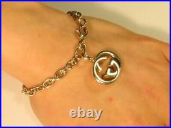 BEAUTIFUL GENUINE SILVER GUCCI GG BRITT CHARM PENDANT BRACELET 6¾ Inches