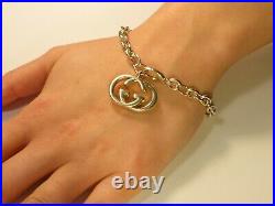 BEAUTIFUL GENUINE SILVER GUCCI GG BRITT CHARM PENDANT BRACELET 6¾ Inches