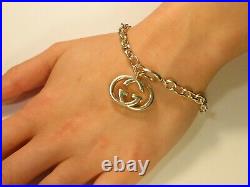 BEAUTIFUL GENUINE SILVER GUCCI GG BRITT CHARM PENDANT BRACELET 6¾ Inches