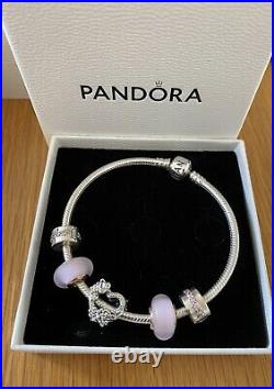BNIB PANDORA Silver 20cm Bracelet, 3 Pandora Charms, 2 Clips. Rrp £210
