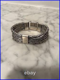 Bali Rope Bracelet Sterling Silver Wide Twisted 925 Vintage Heavy 78gr! Clasp