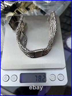 Bali Rope Bracelet Sterling Silver Wide Twisted 925 Vintage Heavy 78gr! Clasp