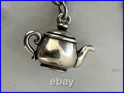 Beautiful 8 James Avery Sterling Charm Bracelet Retired Teapot, Noah's Ark