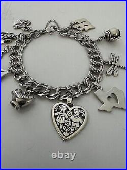 Beautiful 8 James Avery Sterling Charm Bracelet Retired Teapot, Noah's Ark