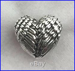 Beautiful Angelic Angel Feathers Wings Heart Charm For Bracelets Silver Plated