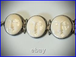 Beautiful Bone Moon Face Bracelet 925 Sterling Silver Bali Serene Witchy