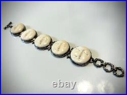 Beautiful Bone Moon Face Bracelet 925 Sterling Silver Bali Serene Witchy