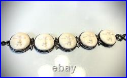 Beautiful Bone Moon Face Bracelet 925 Sterling Silver Bali Serene Witchy