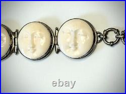 Beautiful Bone Moon Face Bracelet 925 Sterling Silver Bali Serene Witchy