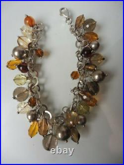 Beautiful Bracelet, 925 Silver With Charms, Cut Glass