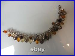 Beautiful Bracelet, 925 Silver With Charms, Cut Glass