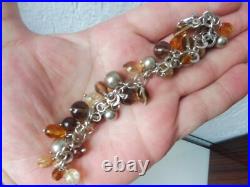 Beautiful Bracelet, 925 Silver With Charms, Cut Glass
