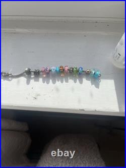 Beautiful Genuine Troll Brad Charm Bracelet with Silver and Glass Charms Gift