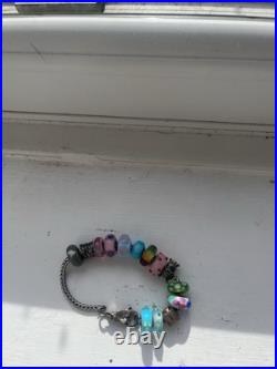 Beautiful Genuine Troll Brad Charm Bracelet with Silver and Glass Charms Gift