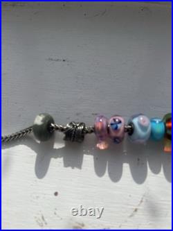 Beautiful Genuine Troll Brad Charm Bracelet with Silver and Glass Charms Gift