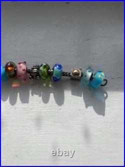 Beautiful Genuine Troll Brad Charm Bracelet with Silver and Glass Charms Gift