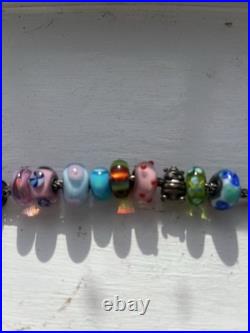 Beautiful Genuine Troll Brad Charm Bracelet with Silver and Glass Charms Gift