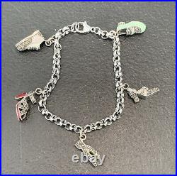 Beautiful Judith Jack Sterling Silver/enamel/mascasite Shoes Charm Bracelet