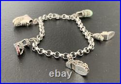 Beautiful Judith Jack Sterling Silver/enamel/mascasite Shoes Charm Bracelet