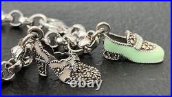 Beautiful Judith Jack Sterling Silver/enamel/mascasite Shoes Charm Bracelet