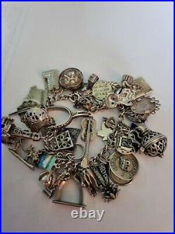 Beautiful Vintage Silver Charm Bracelet. 44 Charms In Total. 115g