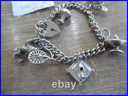 Beautiful Vintage Solid Silver Charm Bracelet With 8 Charms