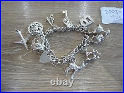 Beautiful Vintage Solid Silver Charm Bracelet With 8 Charms